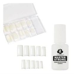 Zestaw Tipsy Mleczne Naturalne 100 sztuk + Klej