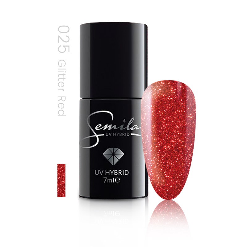 Semilac lakier hybrydowy 025 glitter red Semilac lakier hybrydowy 025 glitter red